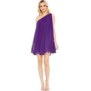 Mac Duggal NEW Size 2 Style 55951 Purple One Shoulder Chiffon A-Line Tent Dress